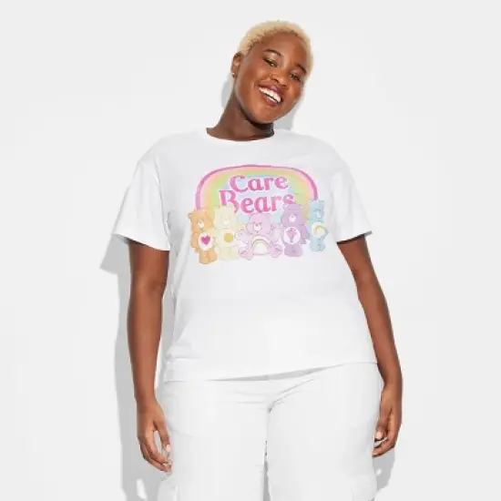 Women's Care Bears Rainbow Short Sleeve Graphic T-Shirt - White image {4}