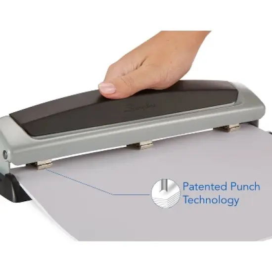 Swingline Precision Pro Punch: Metal 3-Hole Puncher for Binder, Non-Powered Desk Tool, Black, 1 Year Warranty image {5}