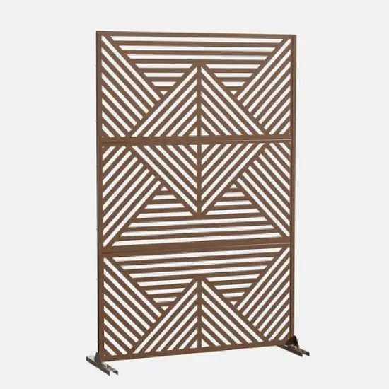 PexFix 72 in. x 47 in. Outdoor Metal Privacy Screen Garden Fence in Geometry Pattern in Brown image {9}
