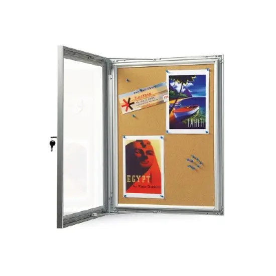 Azar Displays Small Enclosed Cork Bulletin Board w/ Lock & Key image {3}