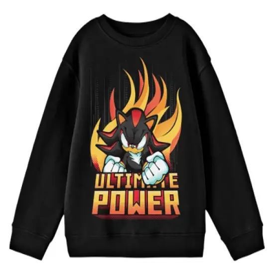 Bioworld Sonic The Hedgehog Knuckles "Ultimate Power" Youth Black Crew Neck Sweatshirt image {3}