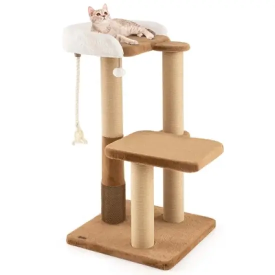 Costway 44" Cat Tree for Indoor with Plush Padded Perch Scratching Posts Jumping Platform image {10}