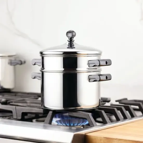 Farberware Classic Series 3qt Stainless Steel Stack 'n' Steam Sauce Pot with Steamer Set Silver image {5}