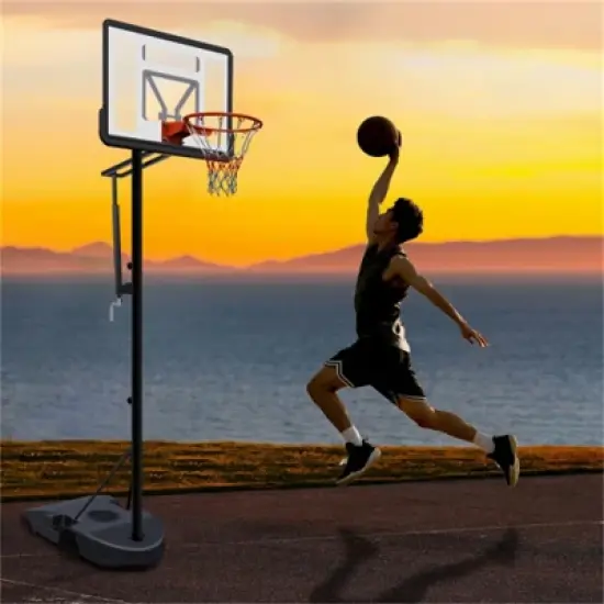 YONWAY Portable Basketball Hoop ,Adjustable Height 6.89 ft to 10.01 ft, 34" Backboard with Rebound System,Water/Sand Base, Wheels for Adults & Kids image {9}