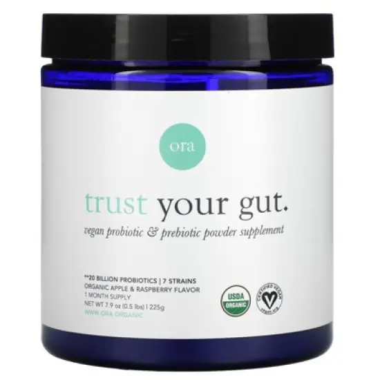 Ora Trust Your Gut, Vegan Probiotic & Prebiotic Powder Supplement, Organic Apple & Raspberry , 7.9 oz (225 g) image {2}
