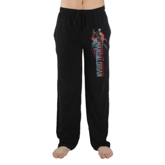 Mens Black Star Wars Mandalorian TV Series Sleep Pajama Pants image {4}