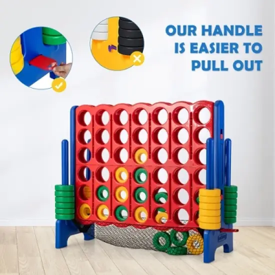 Costway 4-to-Score Giant Game Set 4-in-a-Row Connect Game W/Net Storage for Kids & Adult image {5}
