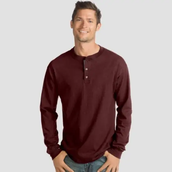 Hanes Men's Long Sleeve Beefy Henley Shirt image {10}