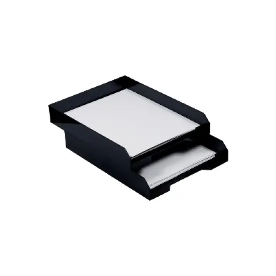 JAM Paper Stackable Front Loading Letter Tray Letter Size Black Plastic 2/Pack (344BLA) image {2}