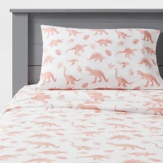 Dinosaur Cotton Kids' Sheet Set Pink - Pillowfort&trade; image {4}