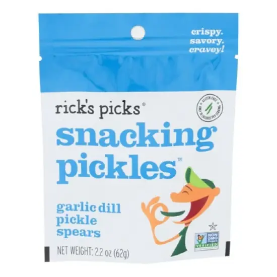 Rick's Picks Snacking Pickles Garlic Dill Pickle Spears - Case of 12/2.2 oz image {1}