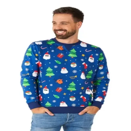 OppoSuits Men's Christmas Sweater - Festivity Blue image {5}