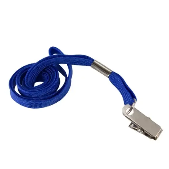 SICURIX Flat Lanyard with Bulldog Clip, Blue, Pack of 100 image {5}