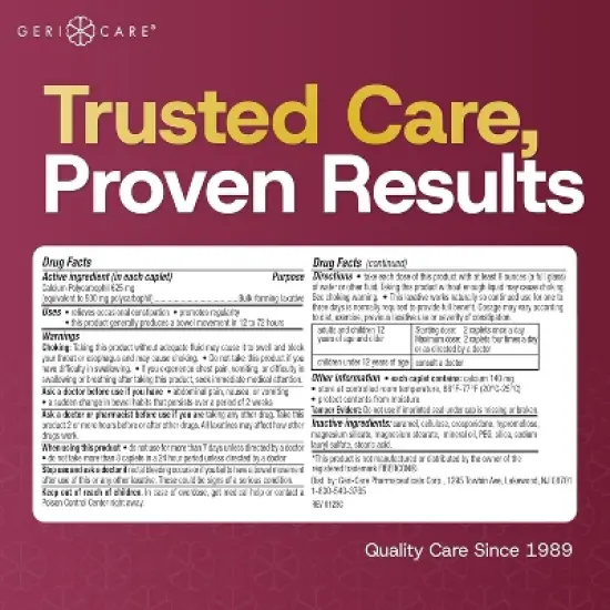 Geri Care Fiber Laxative Calcium Polycarbophil, 90 Count image {7}