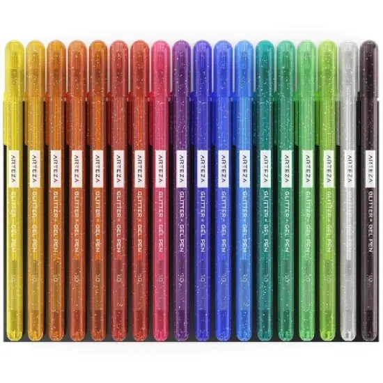 Arteza Gel Pens, Super Glitter, Assorted Colors - Doodle, Draw, Journal - 18 Pack image {2}