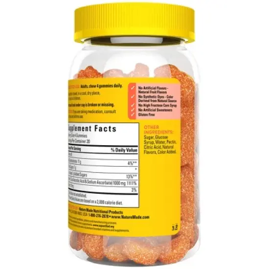 Nature Made Vitamin C Gummies Maximum Strength Dosage Immune Support 1000 mg Per Serving - 80ct image {3}