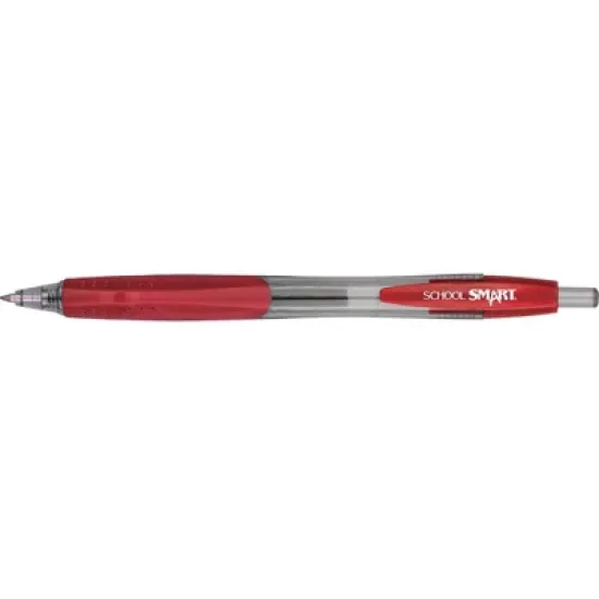 School Smart Retractable Gel Pens with Grip, Red Ink, Pack of 12 image {6}