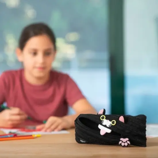 ZIPIT Cat Pencil Case, Cute Black Pouch for Girls image {1}