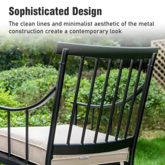 Captiva Designs 5pc Outdoor Patio Steel Dining Table & Stylish Cushioned Metal Chairs image {7}