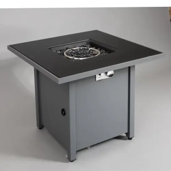 25" H x 30" W Steel Outdoor Fire Pit Table with Lid and Smoked Glass Top image {3}