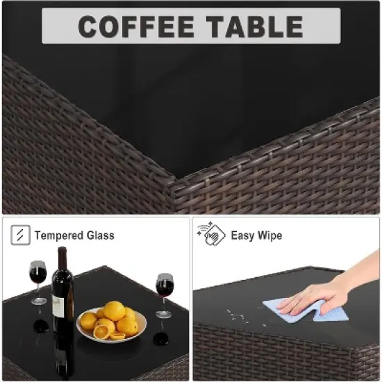 Garvee 5 Piece Outdoor Patio Furniture Sets, Wicker Conversation Set for Porch Deck, Rattan Sofa Chair with Cushion image {2}