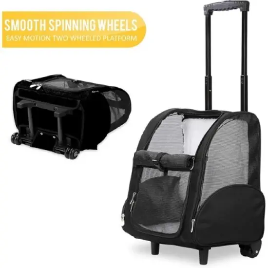 KOPEKS Pet Carrier Backpack with Wheels &ndash; Black, Large, Travel-Friendly, Comfortable, Durable for Dogs & Cats image {2}