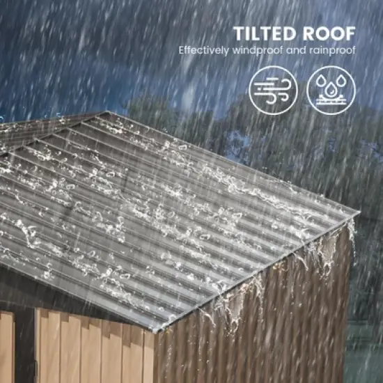 8x6 FT Outdoor Storage Shed, Large Metal Tool Shed with Sliding Door & Air Vent, Lockable Utility Tool Shed Storage House for Garden Patio Backyard image {3}