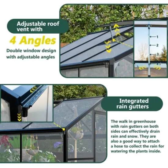 Greenhouse for Outdoors, Walk In Greenhouse with Lockable Door, Ventilation Window and Aluminum Frame for Backyard Balcony Garden Sunroom image {3}