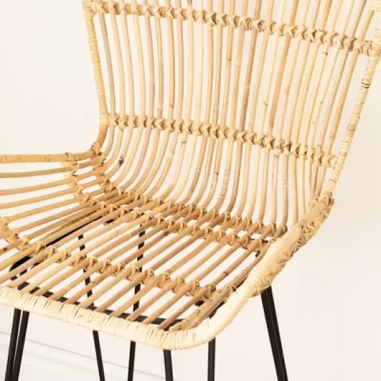 2pk Balka Rattan Counter Height Barstool with Armrests Rattan/Black - South Shore image {4}