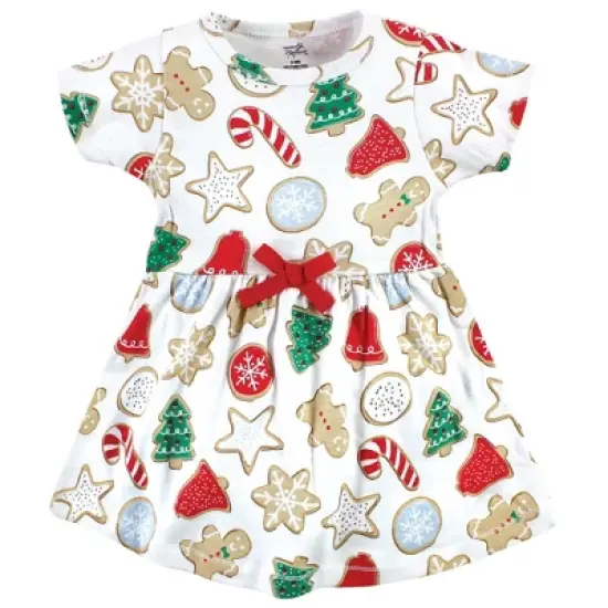 Touched by Nature Infant and Toddler Girl Organic Cotton Dress and Cardigan, Christmas Cookies image {3}