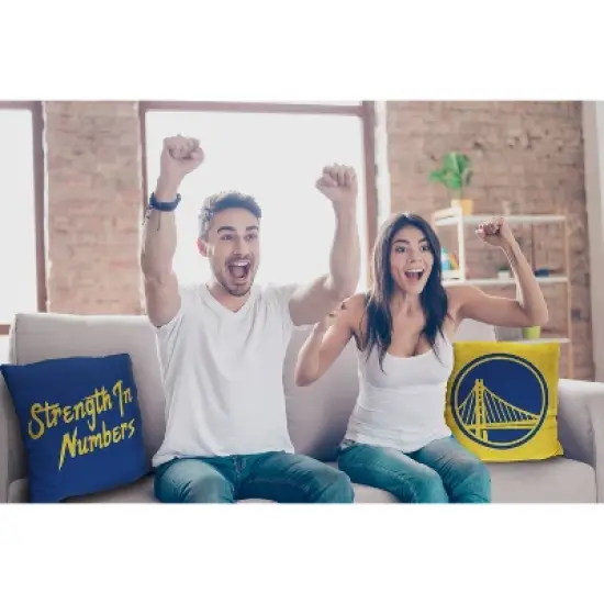 14"x14" NBA Golden State Warriors Invert Double Sided Jacquard Decorative Pillow - 2pk image {3}
