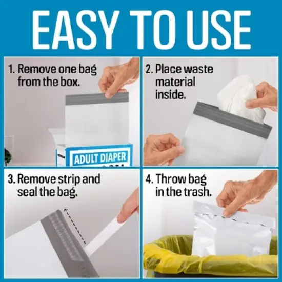 Impresa Extra Large Adult Diaper Disposal Bags - 75 Pack - FSA / HSA Eligible - Extra Thick (12 x 15 In) image {5}