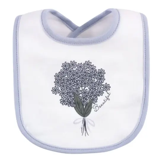 Hudson Baby Infant Girl Cotton Bib and Headband Set 5pk, Periwinkle, One Size image {4}