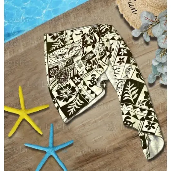 LA LEELA Men's Pareo Sarong Mini Beach Party Wrap One Size Tropical Black image {4}