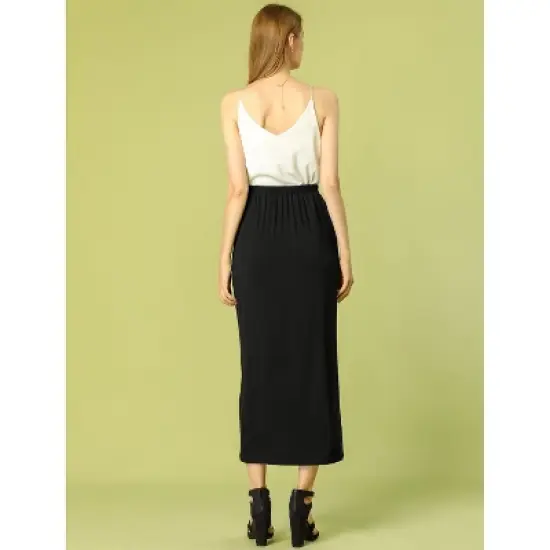 Allegra K Women's Skirt Split Ruched High Waist Summer Beach Maxi Skirts image {4}