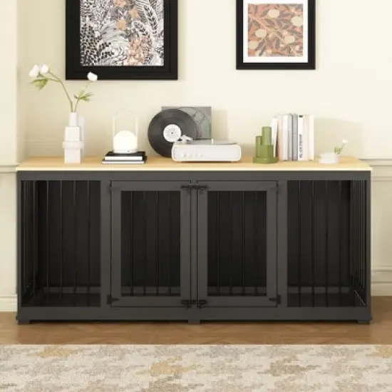 Famapy Indoor Furniture Kennel with Removable Partition Bottom Tray for 2 Dogs image {17}