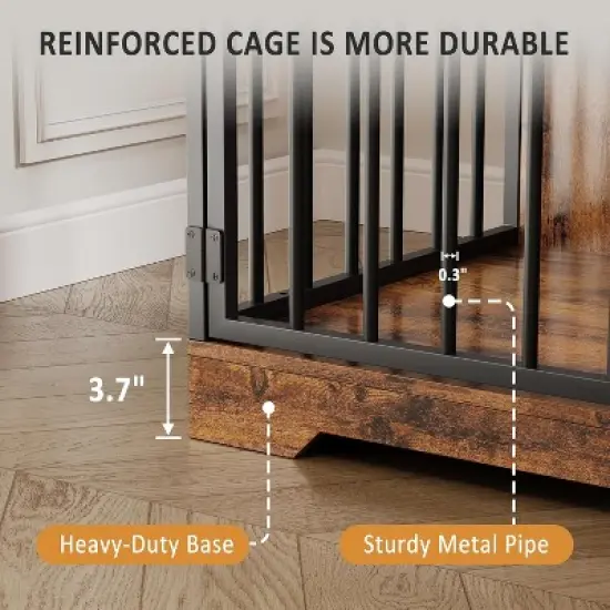 48'' Dog Crate Furniture, Heavy Duty Wooden Dog Kennel with Bowl & Storage Drawers, Indoor End Table for Small Medium Dogs image {4}