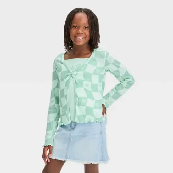Girls' Star Wars Grogu Tank Top and Cardigan Set - Green image {4}