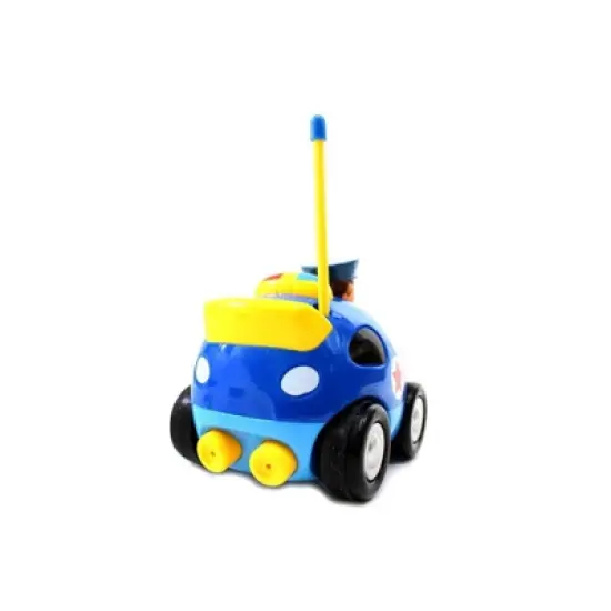 Insten Remote Control Cartoon Police Car with Music, Lights & Action Figure, RC Toys for Kids, 4" Blue image {3}