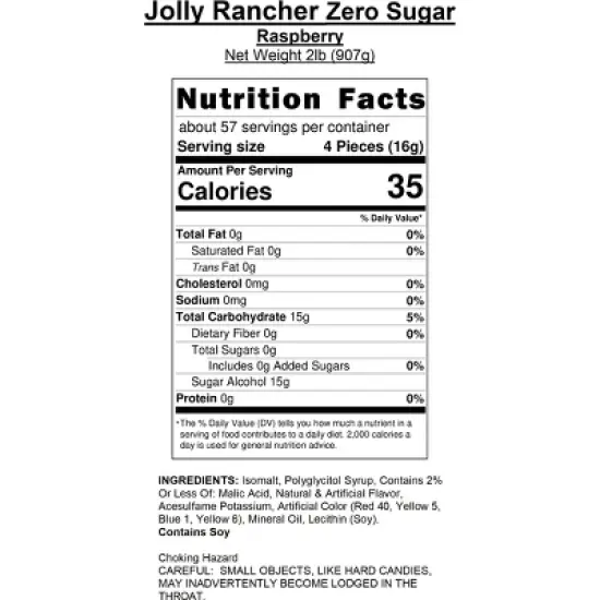 Jolly Rancher Zero Sugar Hard Candy - Raspberry (Sugar Free) image {3}