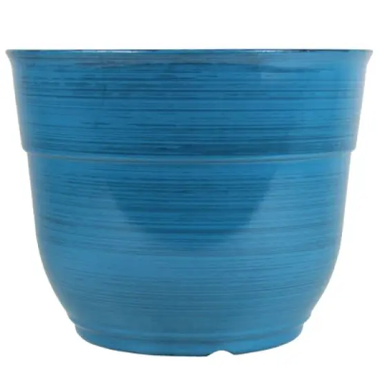 Garden Elements Indoor/Outdoor Glazed Brushed Happy Plastic Planter, Large, 15in image {13}