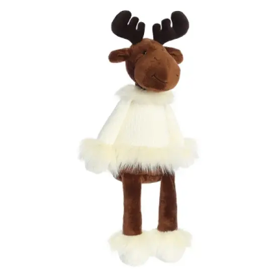Aurora Large White Holiday Winter Cozies 15" Mitzi The Chocolate Moose Festive Stuffed Animal image {5}