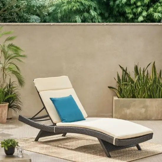 Christopher Knight Home Salem Outdoor Wicker Armless Adjustable Chaise Lounge with Cushion image {11}