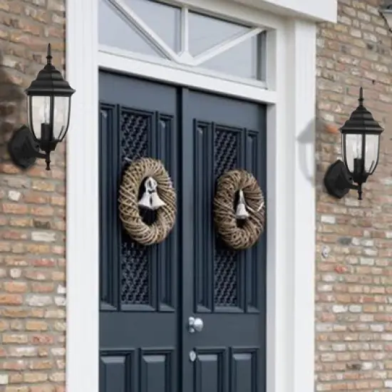 C Cattleya 1-Light Die-Cast Aluminum Outdoor Wall Sconce with Black Finish, 2 Pack image {4}