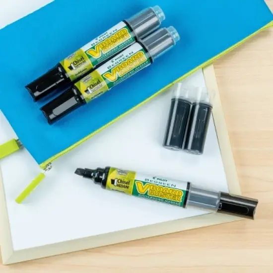Pilot 3pk VBoard Master Dry Erase Markers Chisel Tip Black Ink with Bonus Refills image {2}
