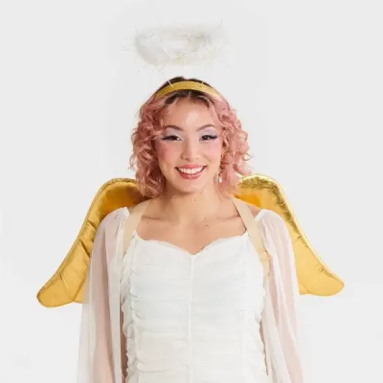 Adult Angel Halloween Costume Wings - Hyde and EEK! Boutique&trade;: Gold Polyester Accessories image {1}