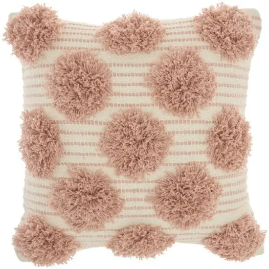 18"x18" Life Styles Tufted Pom Poms Square Throw Pillow - Mina Victory image {6}