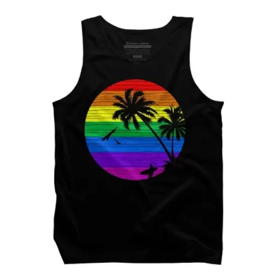 Men's Design By Humans Rainbow Summer By clingcling Tank Top image {4}