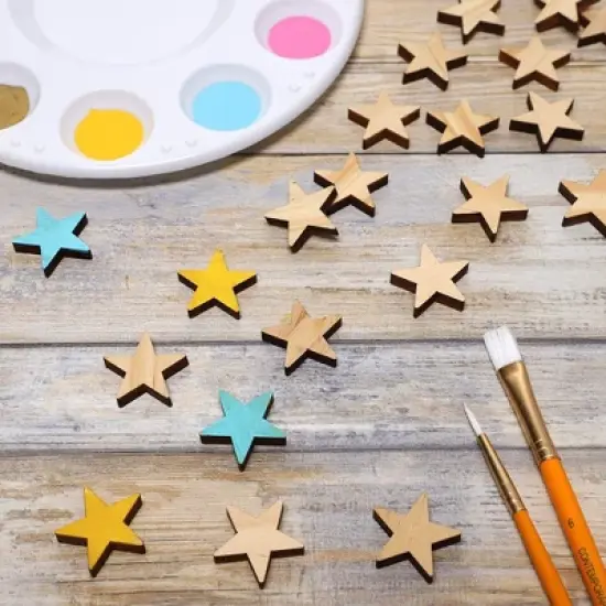 Bright Creations 100-Pack Unfinished Wood Star Cutout Pieces for DIY Crafts, 1 Inch image {1}
