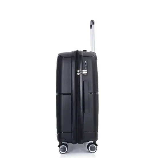 3 PCS Expanable Luggage Set, PP Lightweight Hardshell Spinner Wheel Suitcase with TSA Lock (20+24+28)-ModernLuxe image {10}